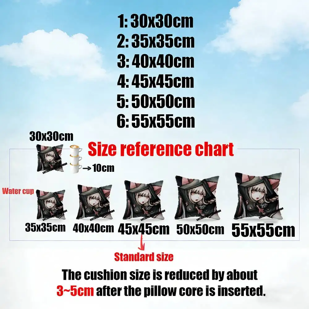 For D-Danganronpa Chiaki Nanami Throw Pillow Case 30x30cm Car Custom Square Pillowcase Pad Cushion Cover