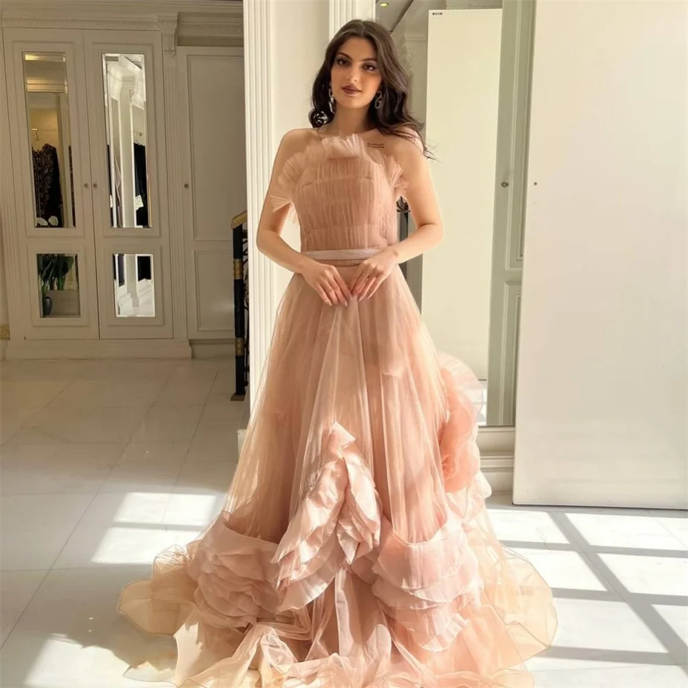 Customized Formal Dress Evening Dearin Off-the-shoulder A-line Floor Length Skirts Fold Draped Bespoke Occasion Dresses Saudi Ar