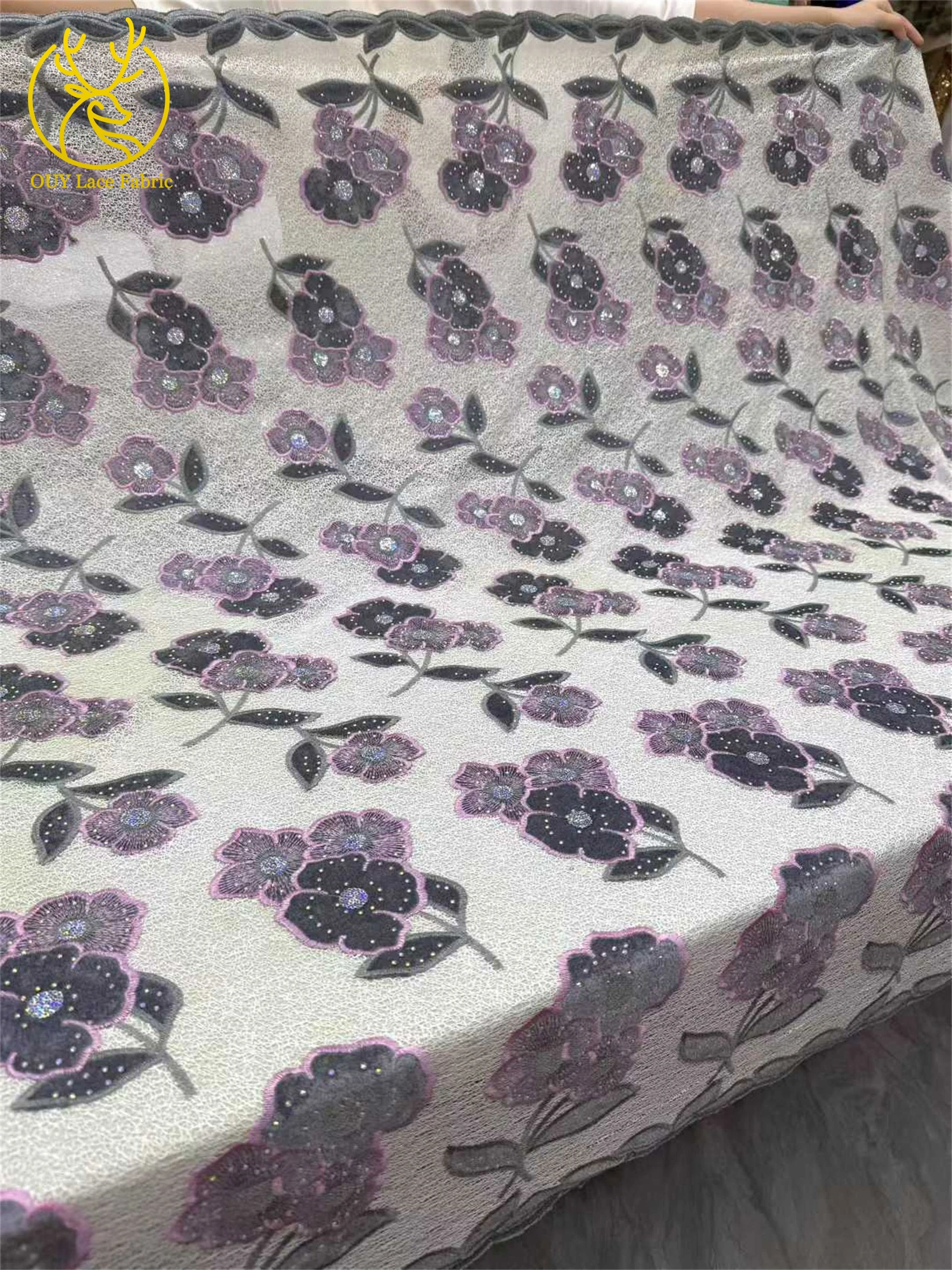 African Sequins Lace Embroidery Lace Fabric 2025 High Quality Lace French Fashion Velvet Lace Fabric Ladies Party Dresses