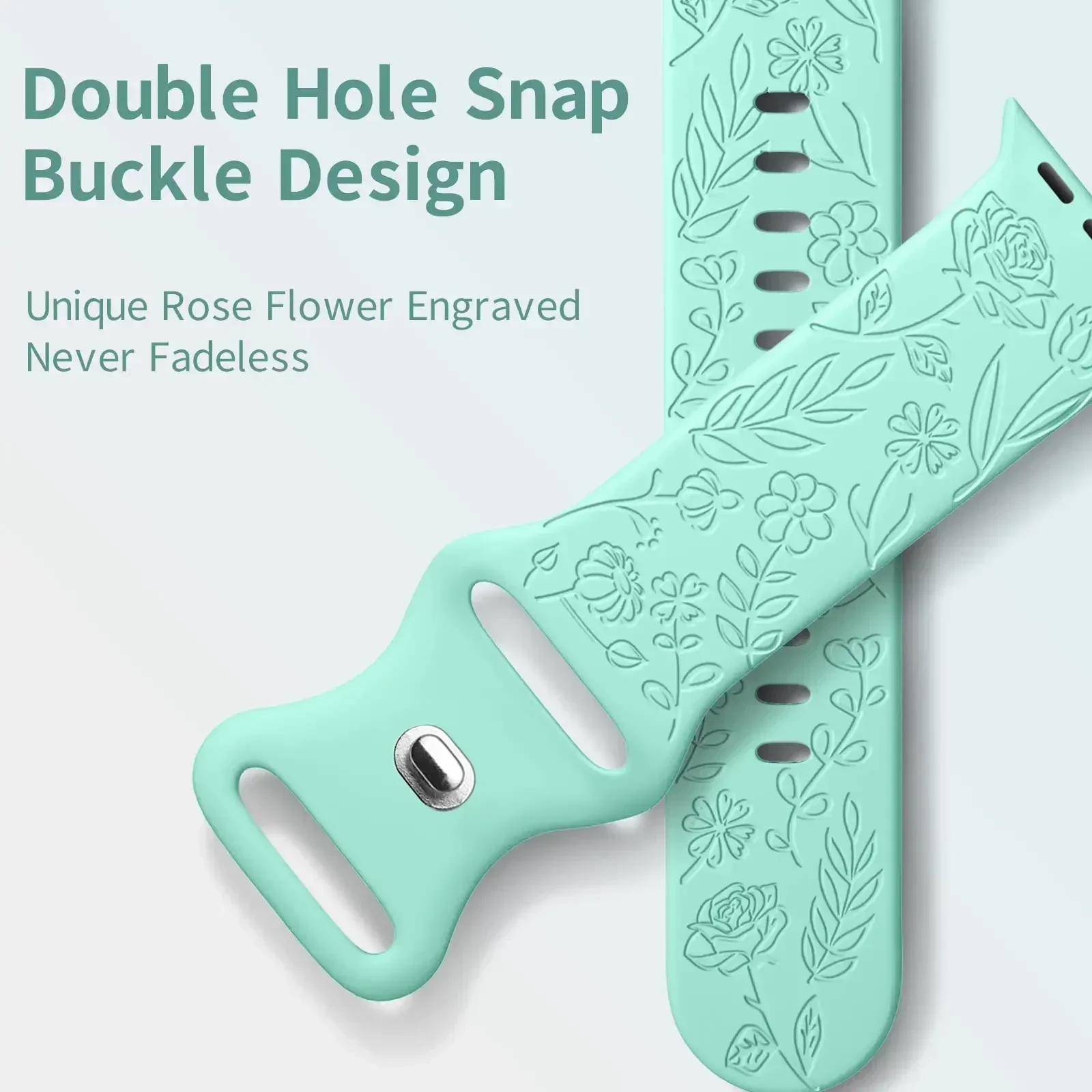 Correa de silicona con grabado Floral para Apple Watch Ultra 2, banda de 49mm, 45mm, 40mm, 41mm, pulsera de moda para IWatch Series 9, 8, 7, 6, 5, 4, 3, se