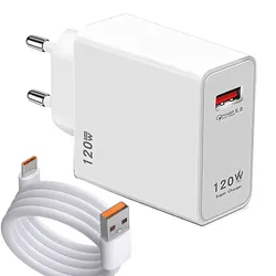 120W GAN USB Charger Super Fast Charge For Huawei Mate 40 50 Fast Charging Type C Cable For iphone 14 13 Xiaomi 12t 11t OPPO R17