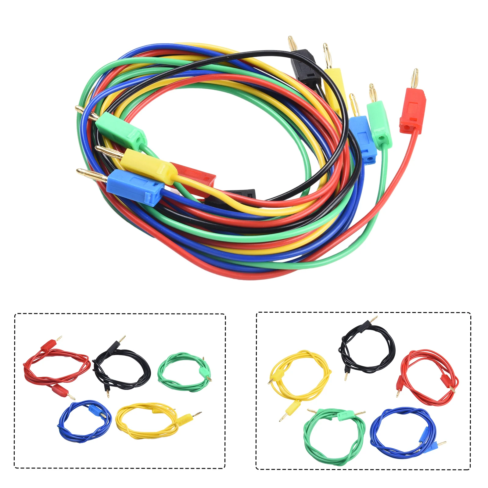 5PCS 2MM Banana Test Cables with 1m Length for Connecting to Tail Hole and Compatible with Multiple Testing Environments