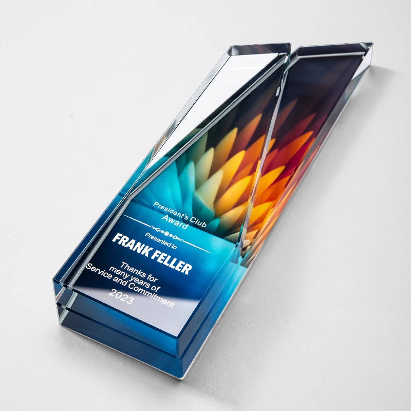 

Customized Crystal Trophy, Color Printing Prize Sports Annual Meeting Awards Outstanding Employee Souvenir, Home Decoration, 1Pc