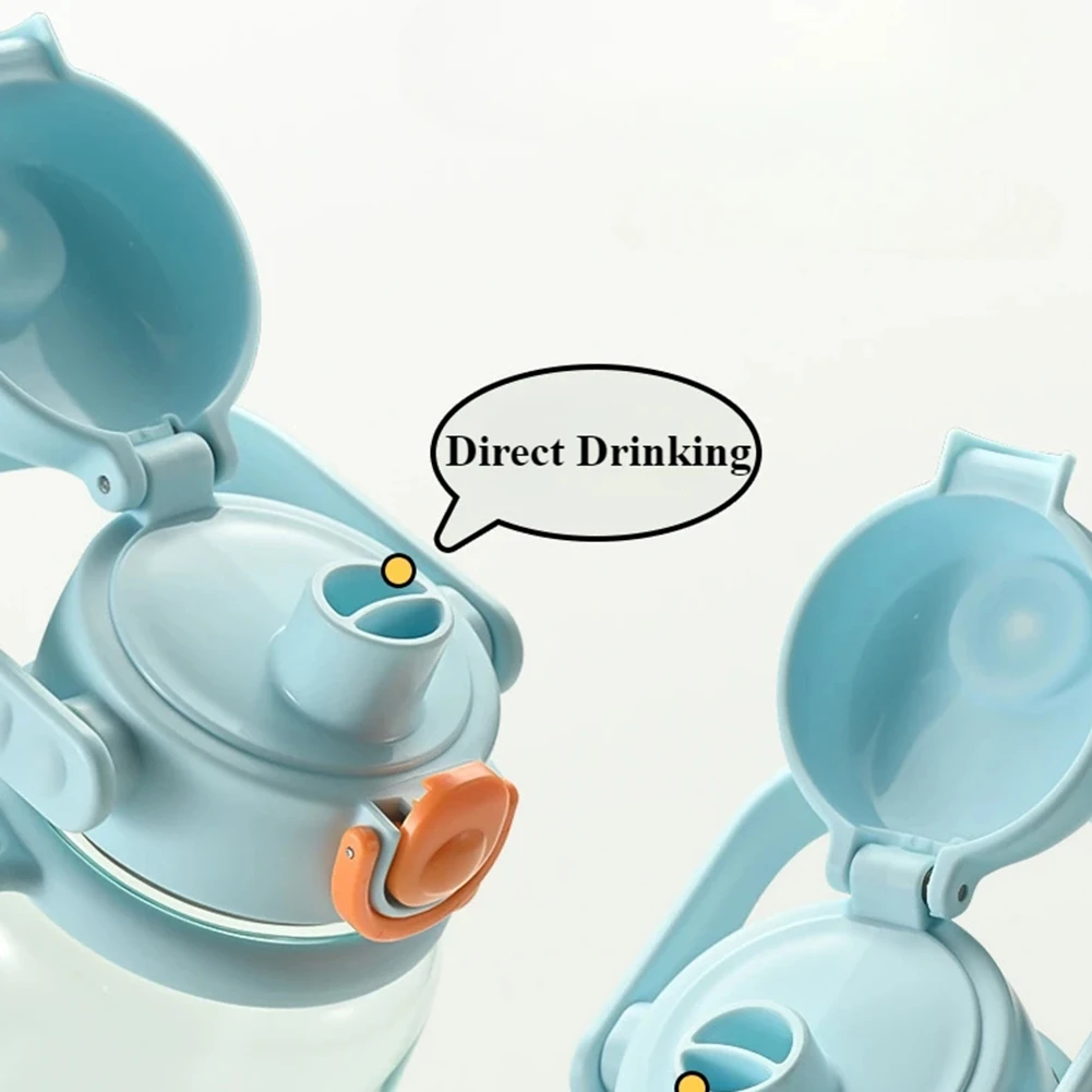 ABLK-botella de agua de gran capacidad con pajita para estudiantes, vaso de plástico breve sellado a prueba de fugas con tapa, artículos para beber para niños, 1000ML