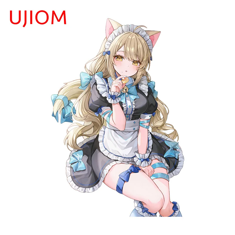 UJIOM 13cm X 8.7cm Anime Cat Girl Chibi Wall Sticker Bathroom Creativite Air Conditioner Decal Personality Wallpaper Home Decor