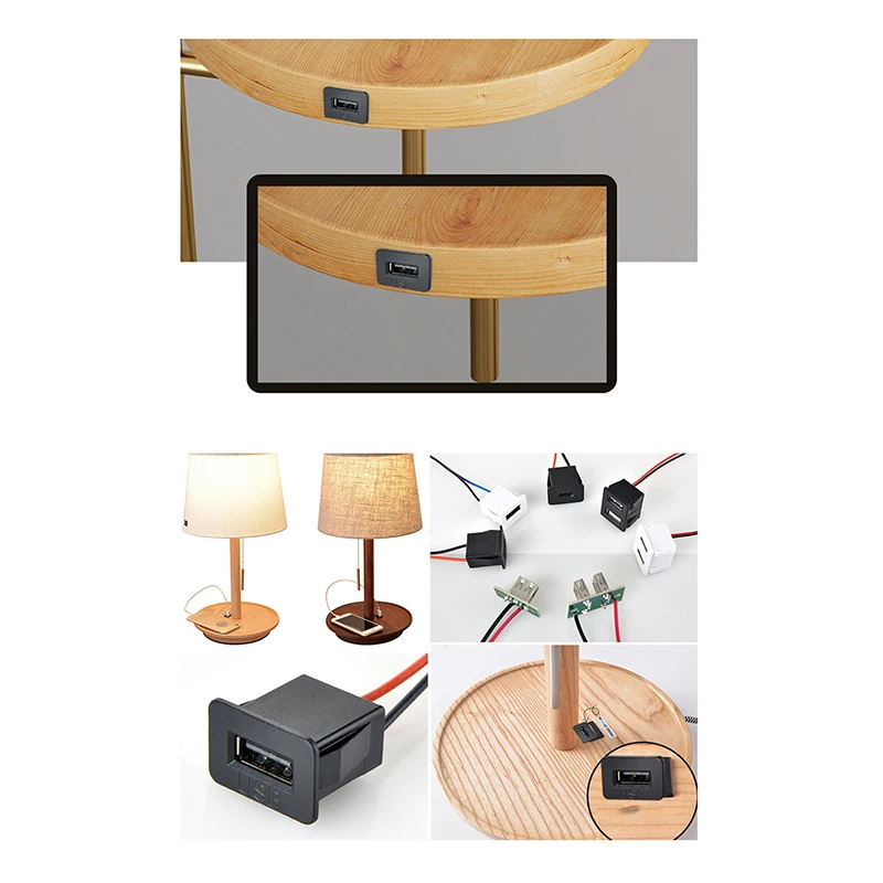 1Pc Double-Layer USB Female Base Type-C Socket And Female USB Charging Socket Power Socket With Cable Connector