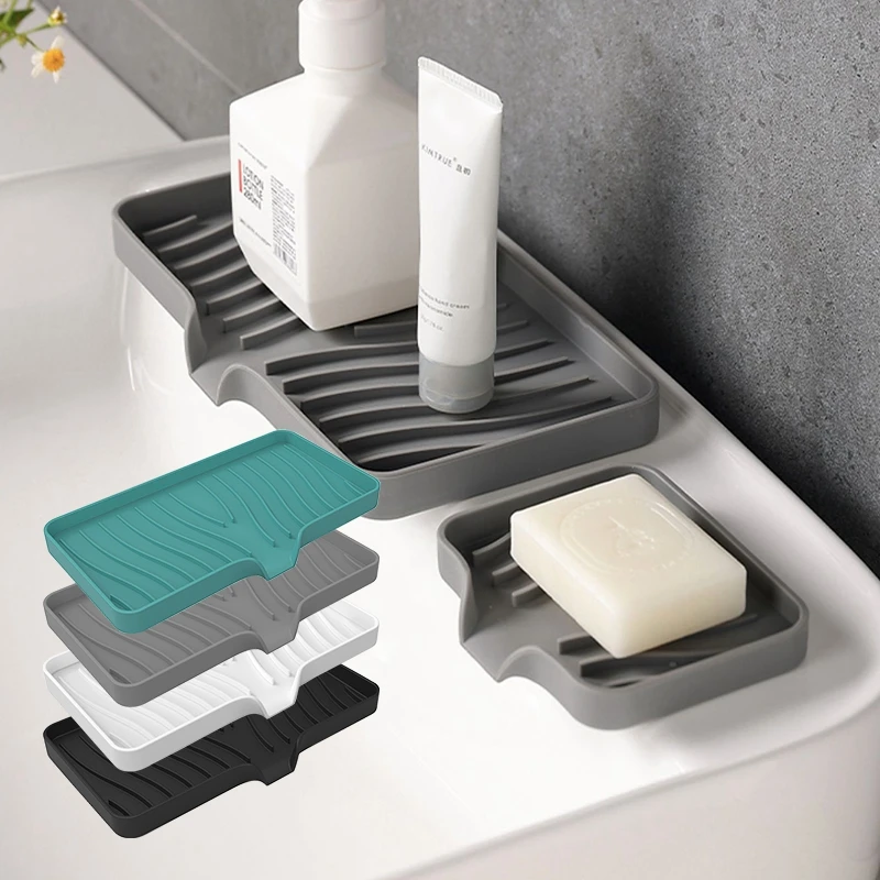 Multifunctional Silicone Faucet Splash Proof Pad Sponge Drain Pad Soap Box Kitchen Bathroom Dish Drying Rack Sink Splash Catcher