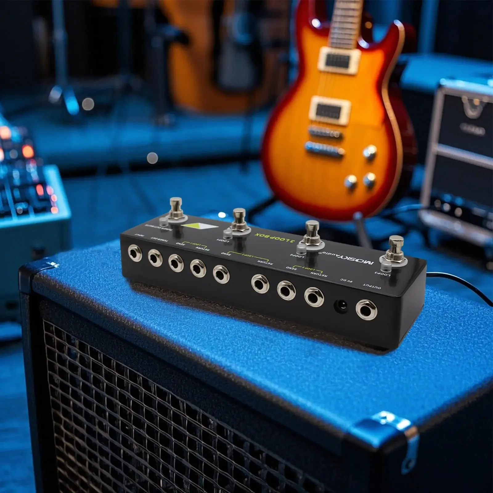 

Bass Guitar Fx Loop Switcher - Mosky 3-Channel True Bypass + Tuner Mute Clean Signal Routing Abc Preset Selector