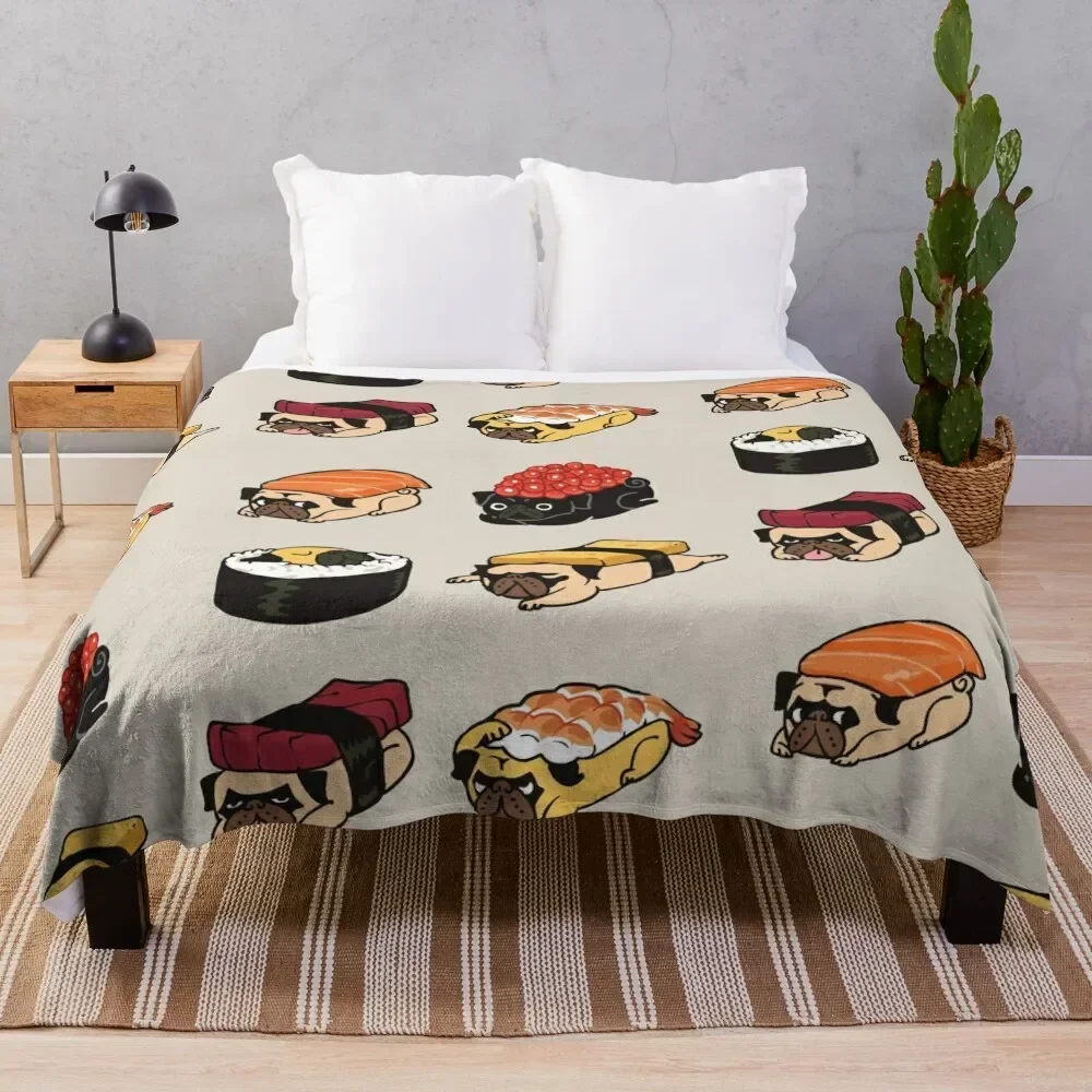 

Sushi Pug Throw Blanket Shaggy Luxury Brand Summer Beddings cosplay anime Blankets