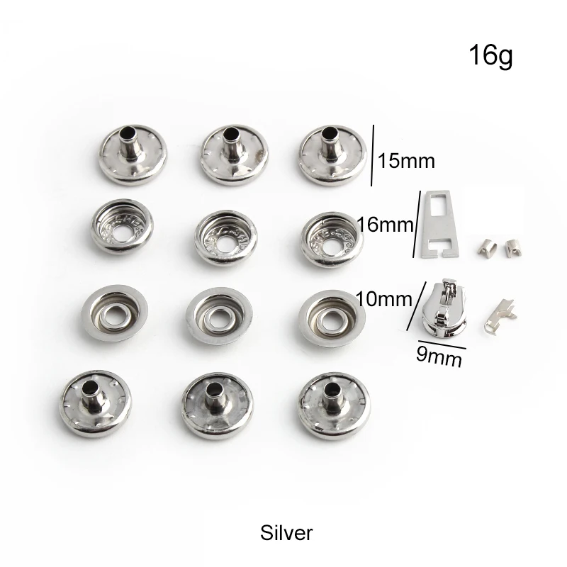 1/3/10Sets Stainless Steel Metal Press Button Fastener Stud For Leather Shoulder Bag Snap Buttons With Zipper Sewing Accessories