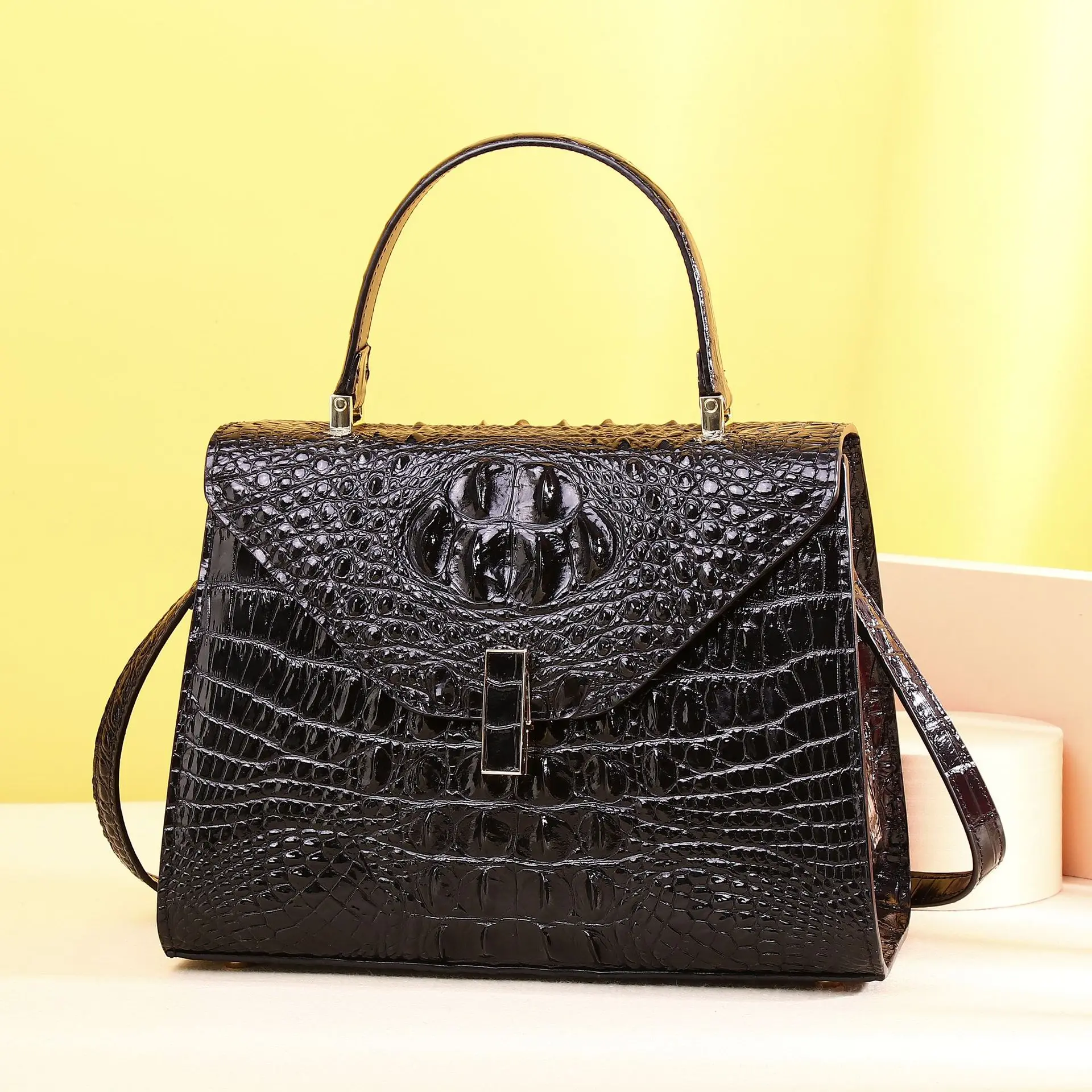 New Crocodile Bone Pattern Wallet Handbag Classic Lock Cover Fashion Women's Shoulder Diagonal Straddle Bag Trendy сумка женская