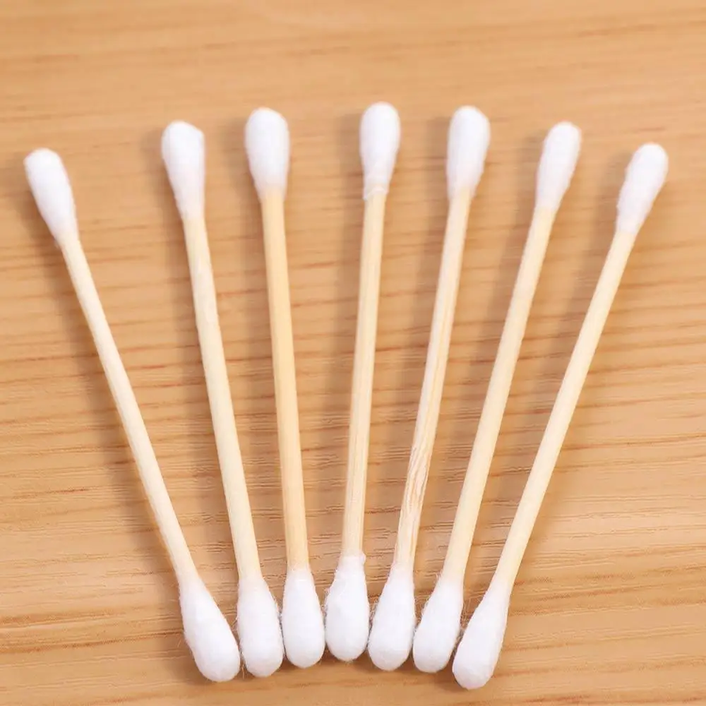 100PCS Double-Ended Disposable Cotton Swabs Wooden Beauty Hygiene Cotton Stick Ear Clean Manicures Cleaning Tampons Makeup Tool