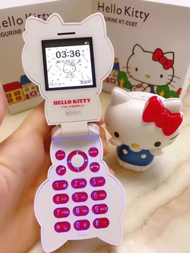 

Sanrio Hello Kitty Foldable Phone Limited Edition Anime Peripheral Call Function Multi Language Switching Children's Cute Gifts