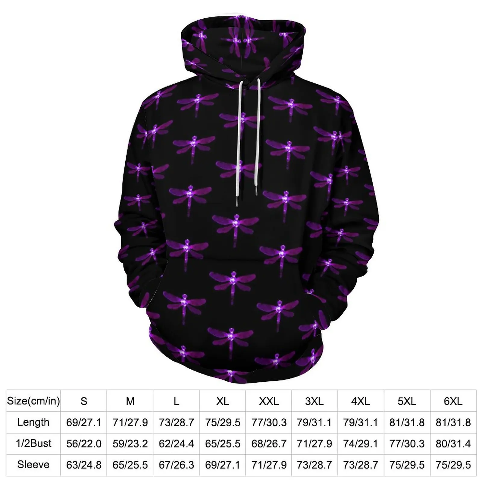 Purple Dragonfly Casual Hoodies Cute Animal Pretty Graphic Loose Hoodie Winter Long Sleeve Classic Oversize Clothes