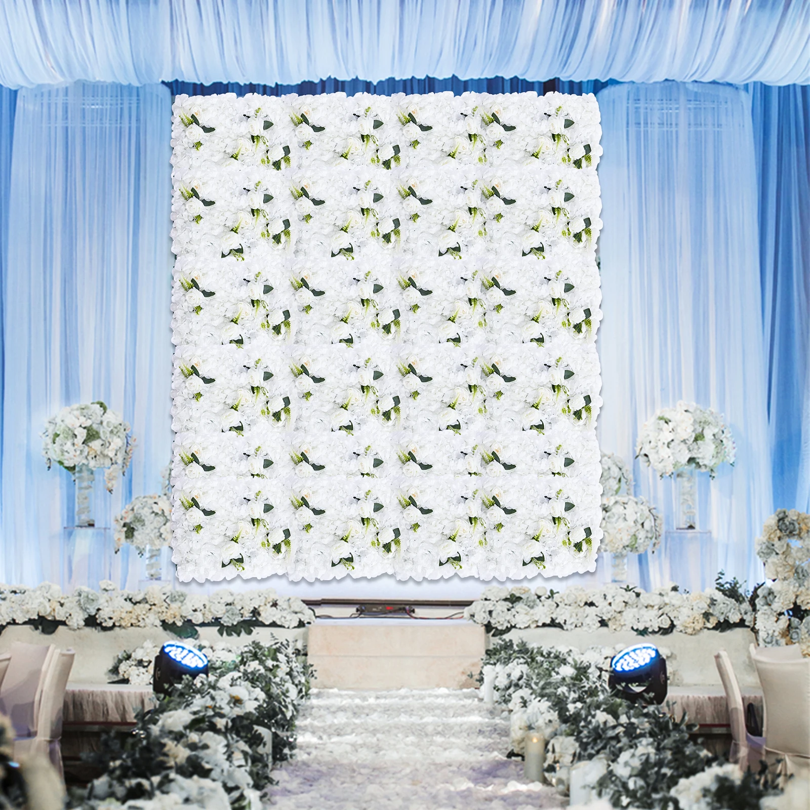 

6 шт. 24x16 дюймов, белый искусственный цветок, фотороза, цветок, настенная панель, используется для свадебной вечеринки, церкви