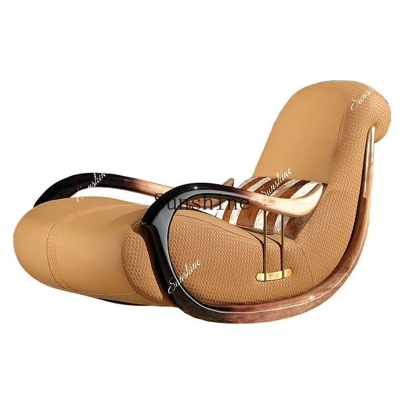Design Snail Leather Lounge Chair Light Luxury Art Leisure Rocking Chair Aesthetics International Hall K1  FT