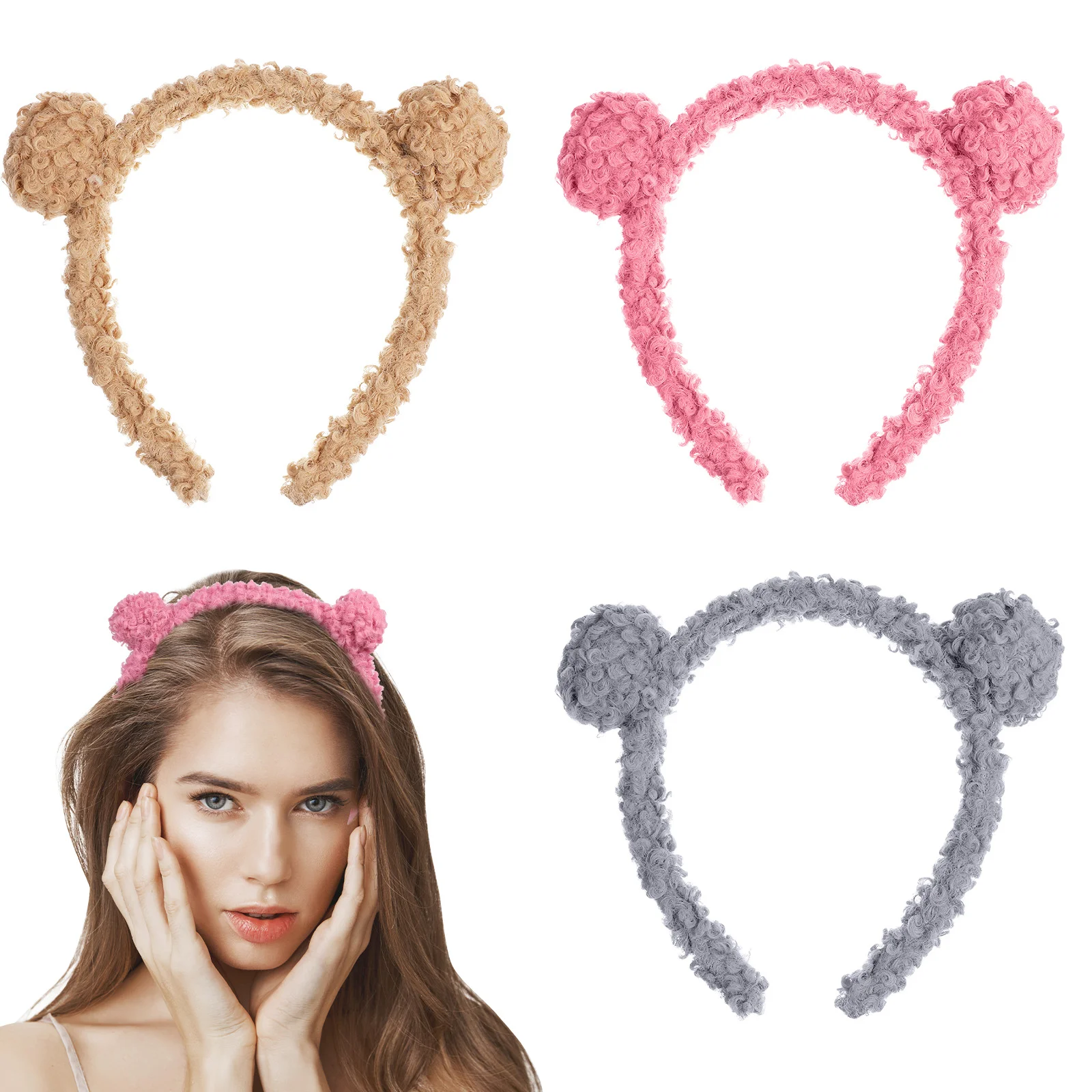 3 Pcs Personalized Headbands Plush Make up Lightweight Kids Hair Hoop Bear Ears for Girls Gathering