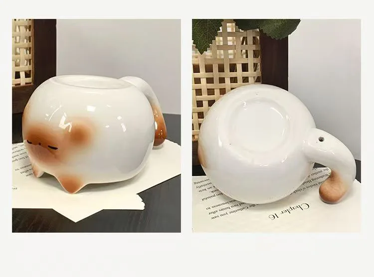 Ceramic Mug Cute Cat Shaped Underglaze Colored Cartoon Siamese Cat Coffee Cups Home Breakfast Milk Coffee Mug Birthday Gift Cup