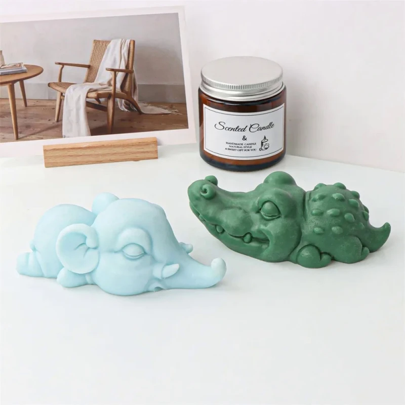 Cartoon Elephant CCandle Mold rocodile Silicone Mould Diy Resin Molds Handmade Chocolate Soap Gypsum Epoxy Ceramics Moulds