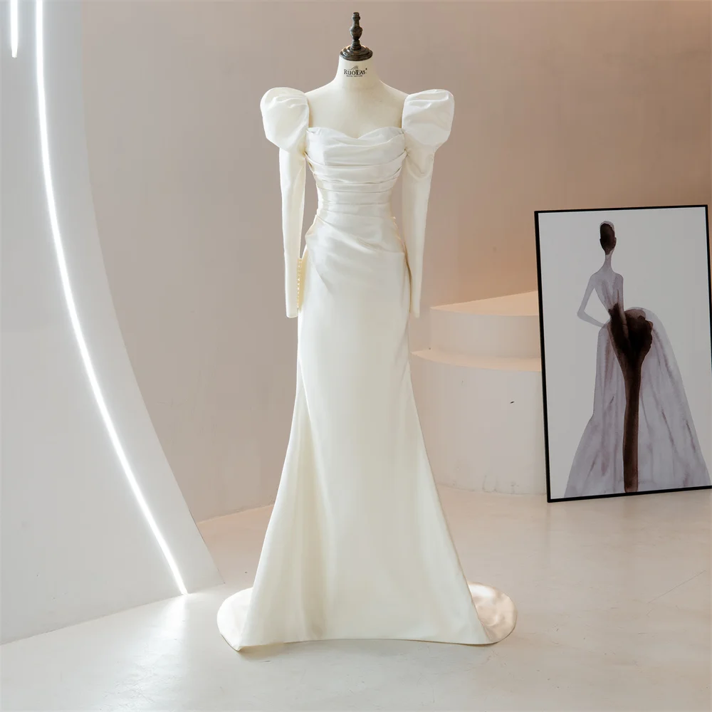 Jancember robe de mariée à manches longues perlée a-ligne robes de mariée pour les femmes 2025 luxe paillettes robe de mariée vestidos novias boda