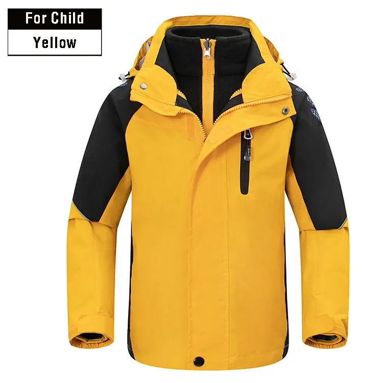 Children Ski Hiking Suit Waterproof Snow 3 In 1 Winter Thermal Hooded Clothes Outdoor Playing Camping Costume