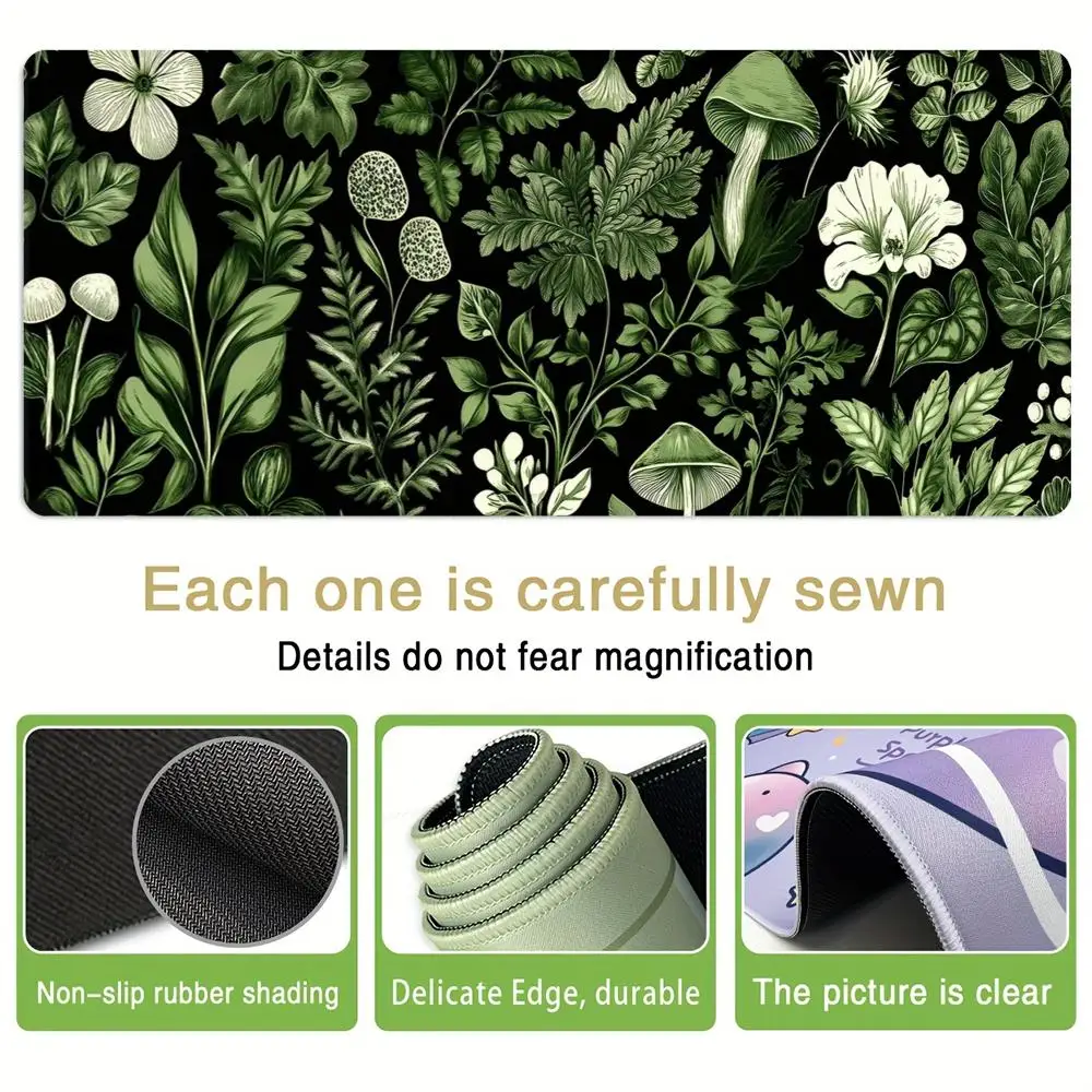 Alas Mouse Daun Hijau Aksesori Kantor Gamer Kabinet Pc Alas Meja Permainan Meja Komputer Alas Gaming Keyboard