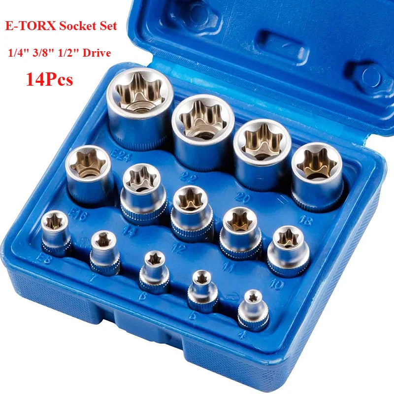 14Pcs Female E Star Torx Socket Set E4-E24 1/4\