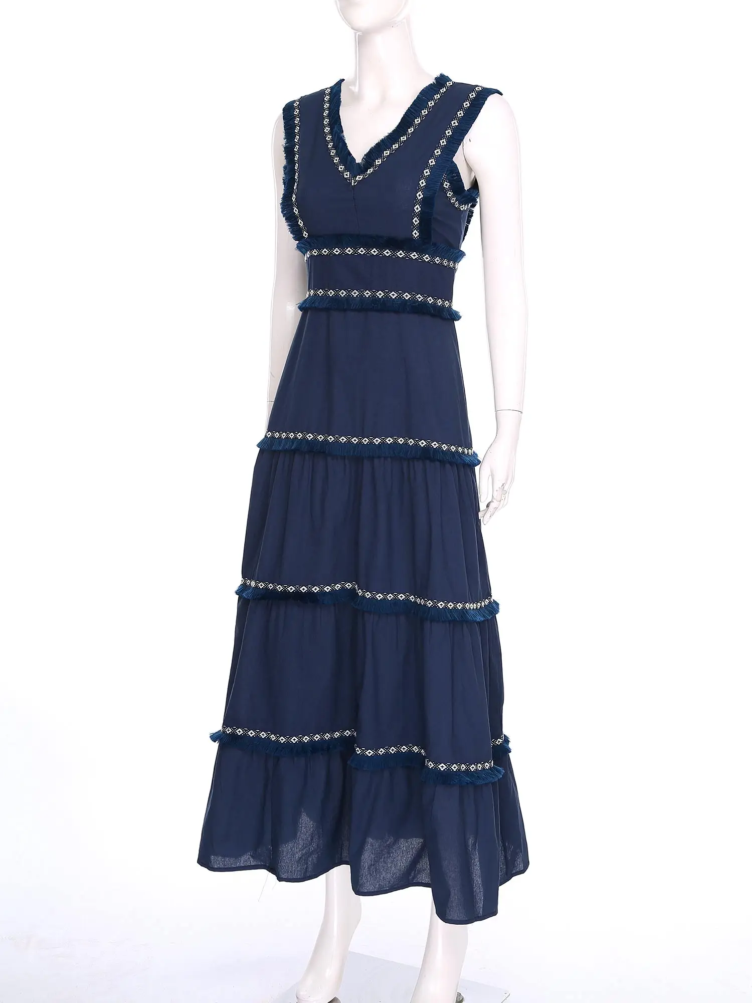 Womens Boho Sundress Tiered Dress V Neck Vestidos A-line Tank Dress for Vacation Women Beach Dress Sleeveless Female Dresses