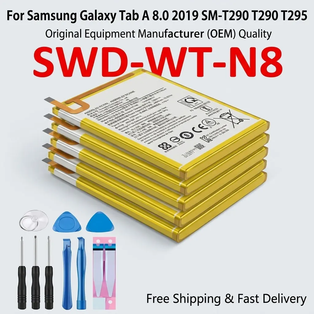 

Replacement Battery SWD-WT-N8 5100mAh For Samsung Galaxy Tab A 8.0 2019 SM-T290 T295 With Free Installation Tools