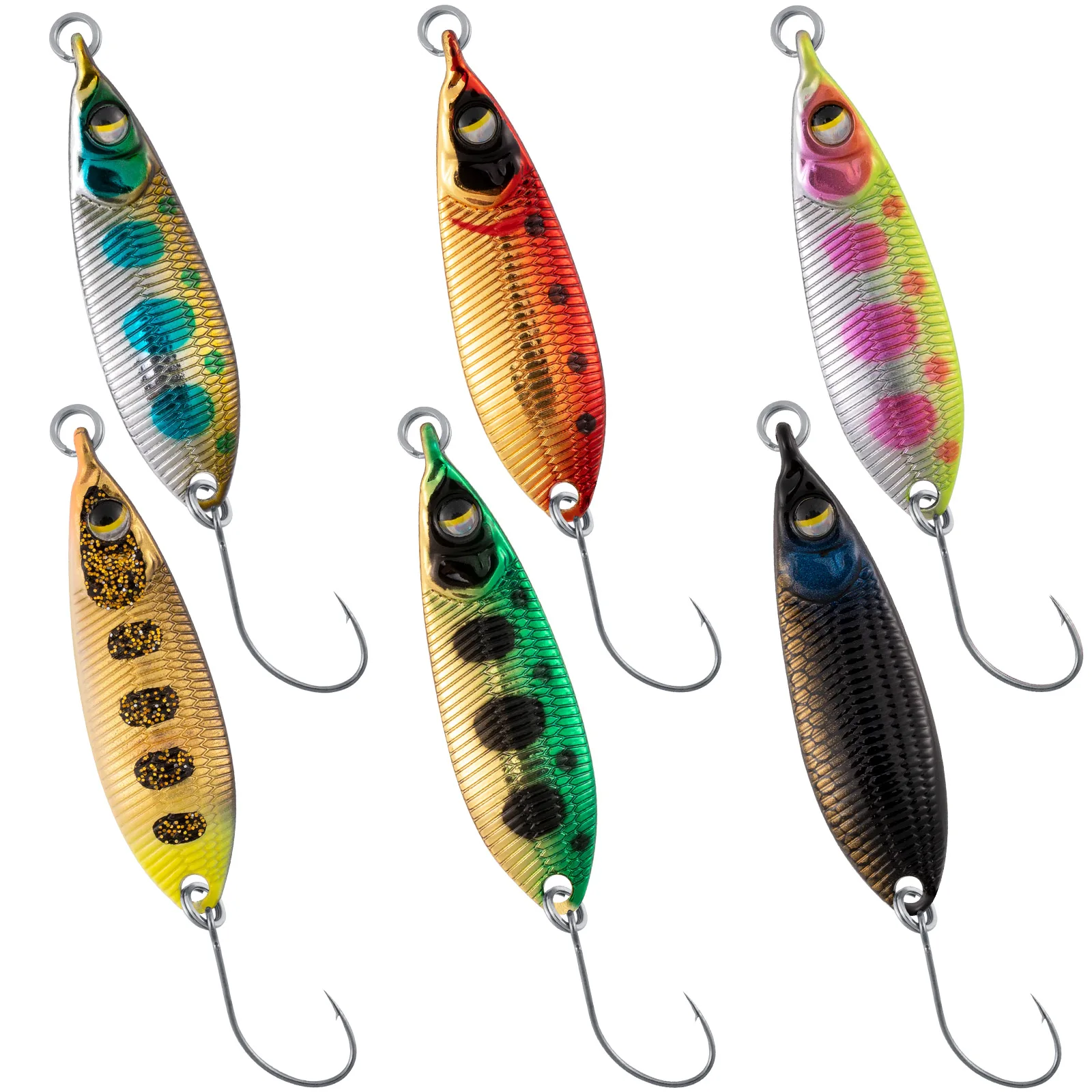 

6pcs Metal Jig Spoon Lure Single Hook Spinnerbait Jigging Lure Trolling Long Casting Sea Fishing Trout Salmon Crappie 3.5g 5g