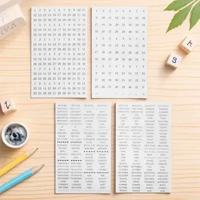 4 hojas de pegatinas para planificador diario, Material de PVC, calidad duradera para diario, álbum de recortes, accesorios DIY, pegatinas para planificador