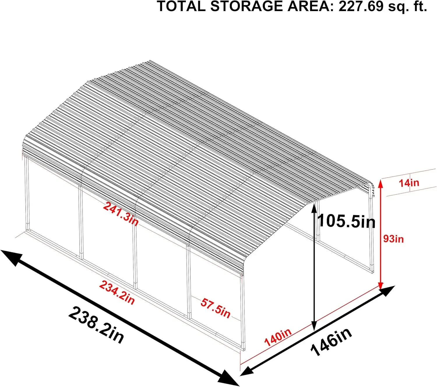 12x20 FT Outdoor Carport with Galvanized Metal Roof Heavy Duty Metal Carport Canopy Garage Car Shelter Shade for Car Truck