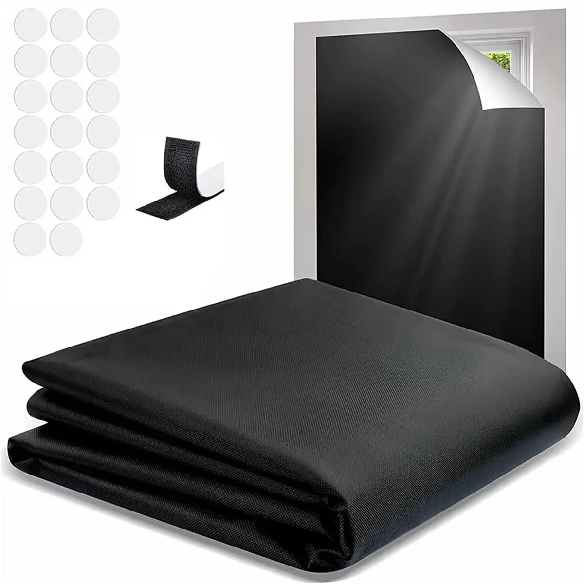 HITL Portable Blackout Shades Film No Drill Travel Blackout Blinds Sunblock Window Cover Blackout Curtains 145 X 200cm