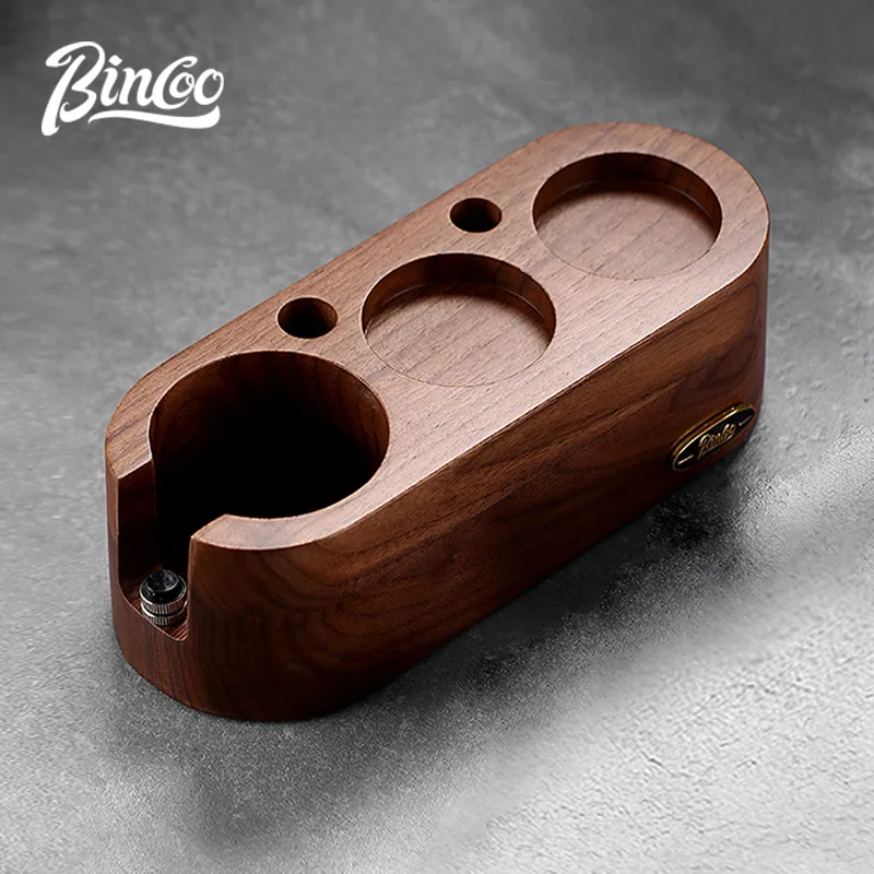 Bincoo walnut solid wood coffee pressing foundation make-up seat tamper frame espresso dispenser pad barista accessories filling