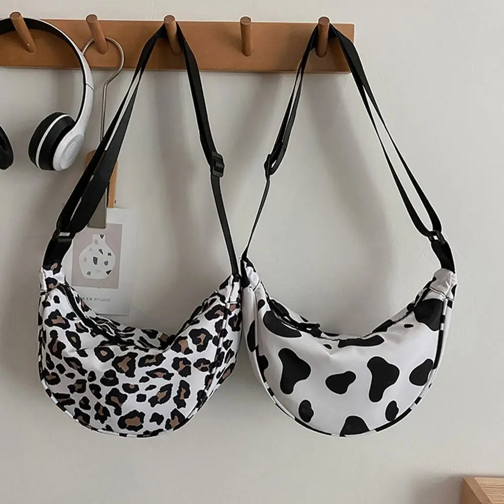 Leopard Print Underarm Bag Dumpling Shape Shoulder Bag Korean Tote Bag Women Cow Stripe Half Moon Large Capacity Handbags Gifts