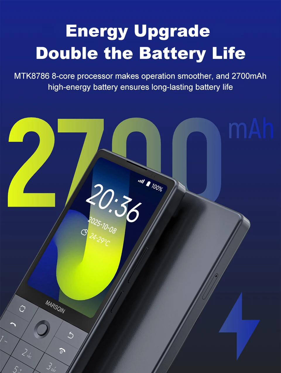 Qin F25 No Camera Dual SIM Touch Screen MTK8786 Android 14 3.54 Inch 6GB +128GB Google 2700mAh Bluetooth Battery 640*960 Phone