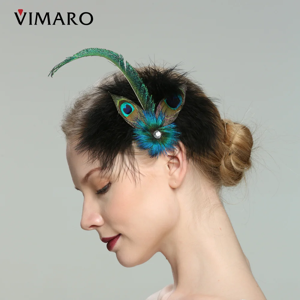 VIMARO Black and Green Peacock Women Fascinators for Women Elegant Wedding Hair Fascinators Accesories for Hair Tea Party Clip