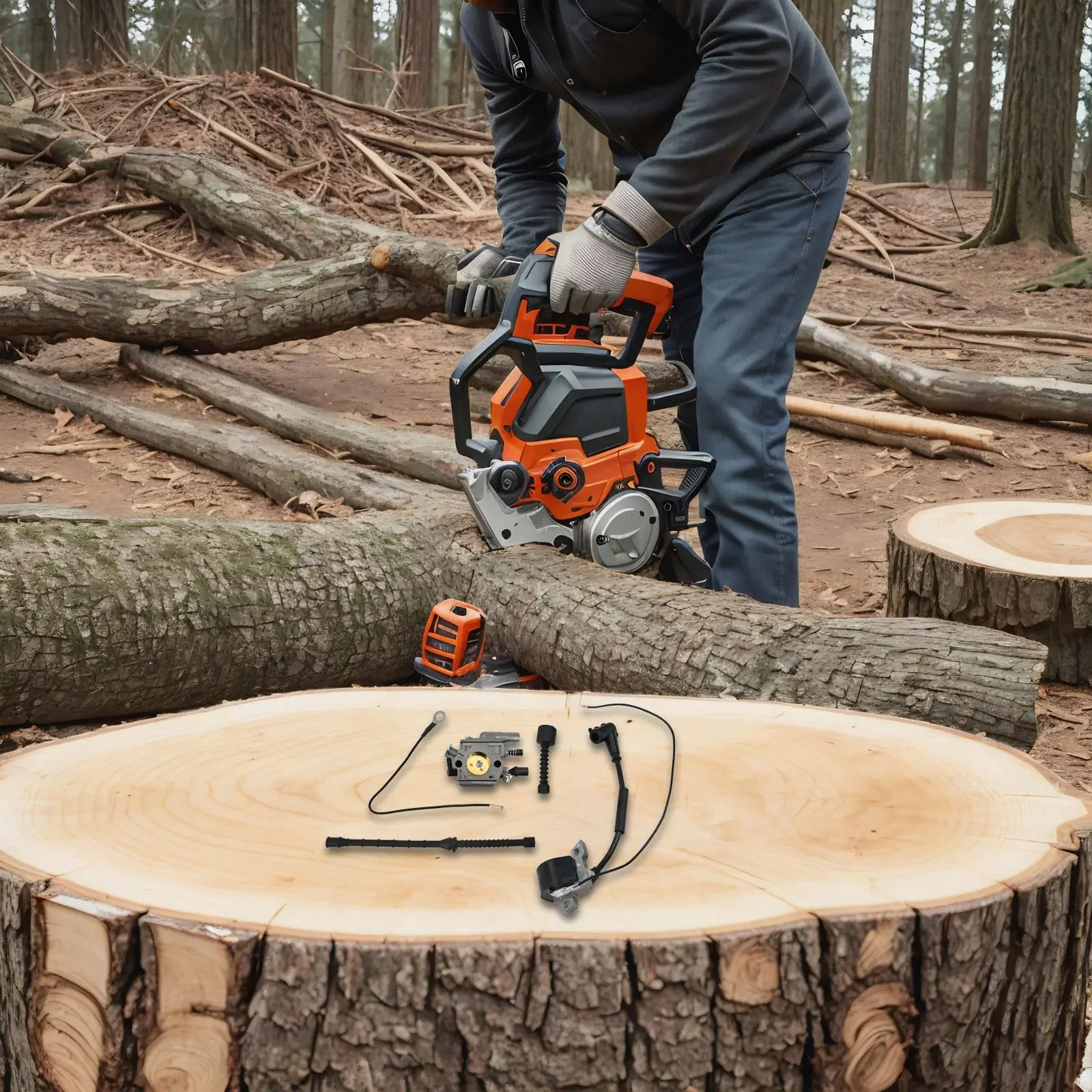 Comprehensive Replacement Parts Kit Carburetor and Ignition Coil Set for Chainsaws 038 Series with Essential Components