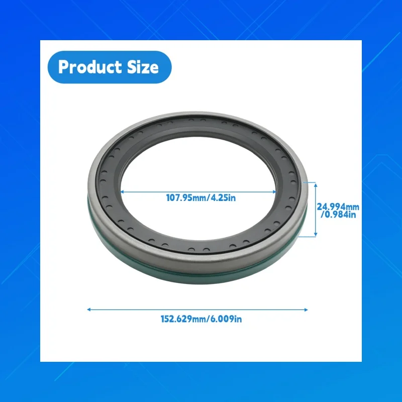

Size:107.95x152.629x24.994mm.OEM:CR 42623,DMHUI high-quality hub oil seal. applicable to CR 42623.Size:107.95*152.629*24.994mm