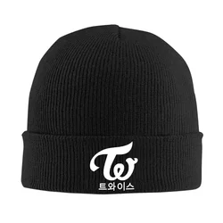 Twiceed Kpop Logo Hangul Knitted Hat for Women Men Skullies Beanies Winter Hats Warm Melon Cap