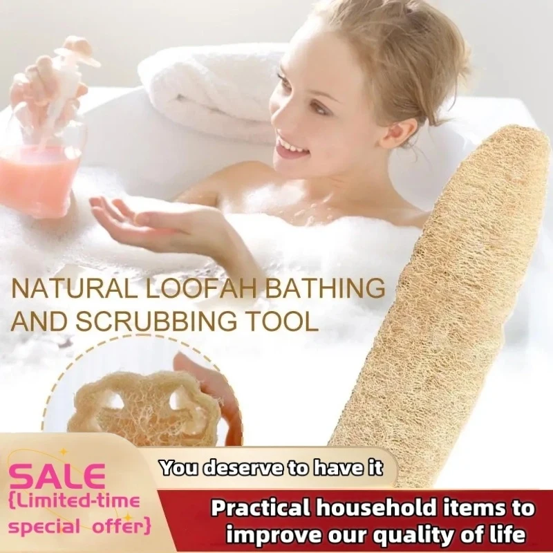Natural Loofah Scrubber 1/2Pcs Body Exfoliating Brush Spa Bathing Tool MultiPurpose Cleaner for Bathroom Kitchen Daily Cleansing