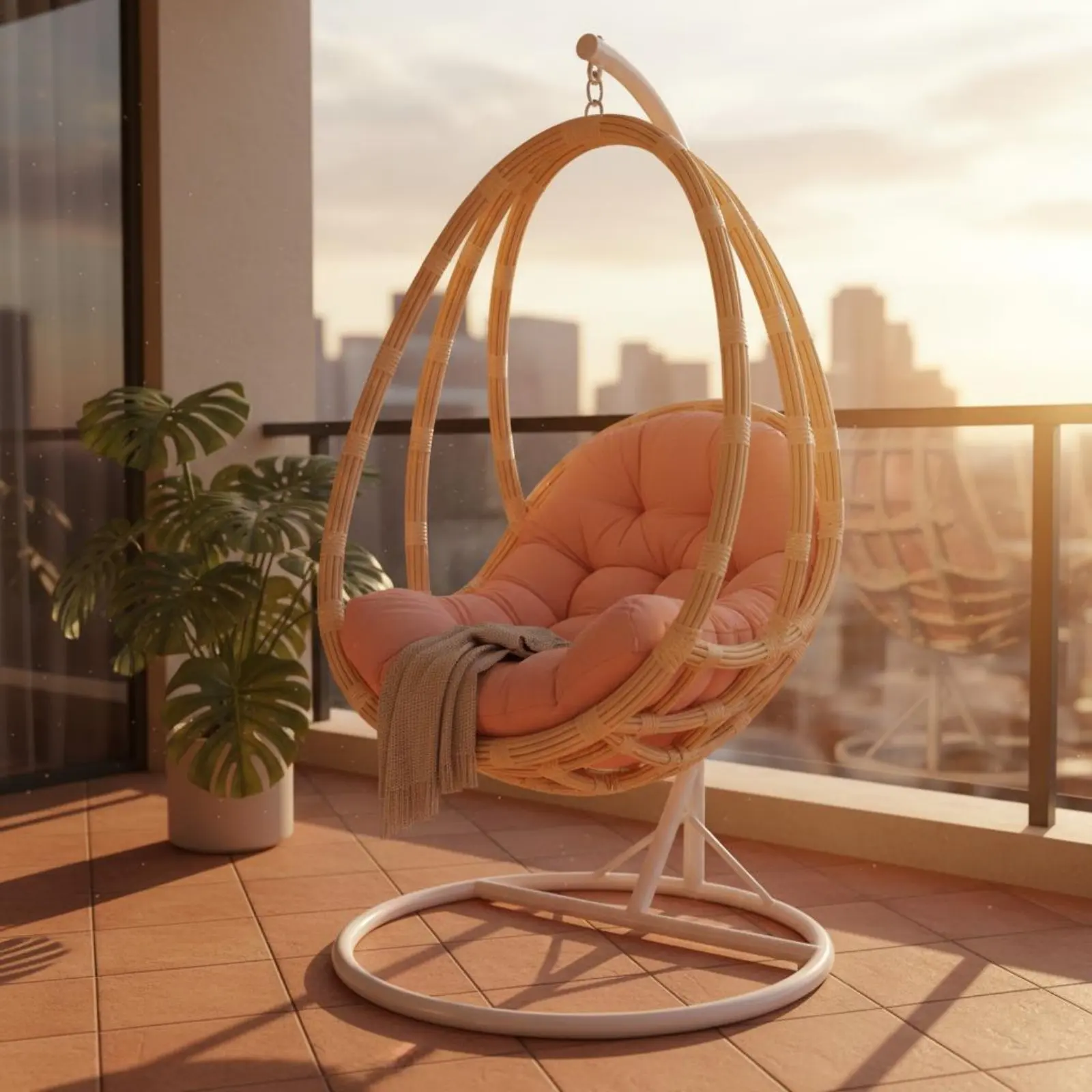 

Hanging Oval Chair Pad Easy to Clean Hanging Swing Seat Pad Cocoon Chair Pad Waterproof Resistant for Balcony