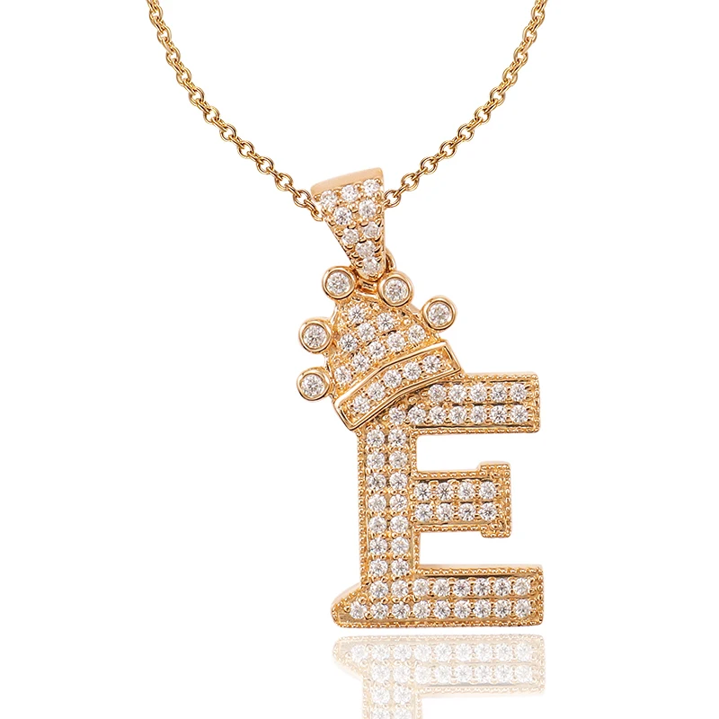Provence Santa Hat Letter Charm Solid Gold Jewelry Round Moissanite Diamond For Women Men Letter Pendant Birthday Christmas Gift