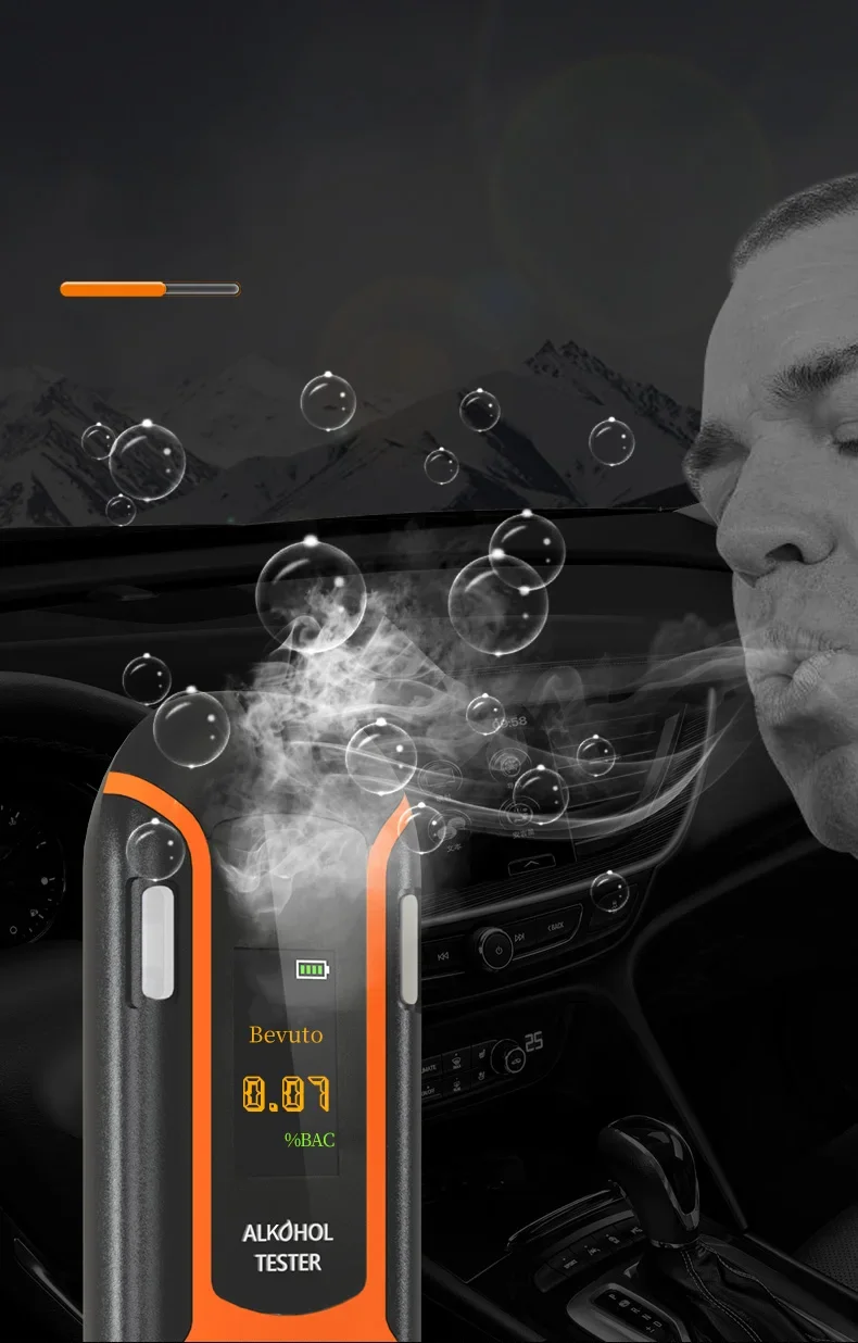 Aikesi Breathalyzer เครื่องทดสอบแอลกอฮอล์ระดับมืออาชีพภาษาอิตาลีคุณภาพสูงเครื่องทดสอบลมหายใจแบบไม่สัมผัส CE FCC ROHS