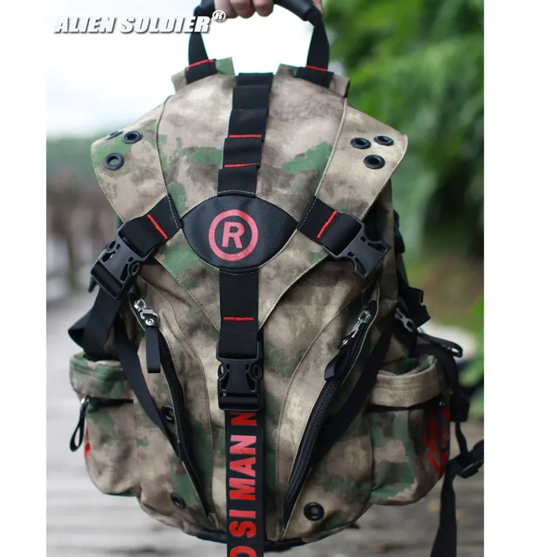 Multifunctional Backpack Camouflage Travel Locomotive Helmet Backpack Fan Tactical Outdoor Bag for Camping Hiking Multicam Camo