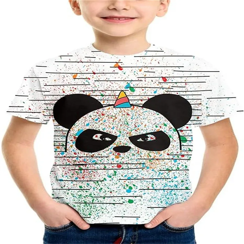 Summer New Graffiti Creative ChildrenT-shirt 3-14 Year Old  Cartoon Anime Pattern Children's Girls Boys Fashion Short Sleeves