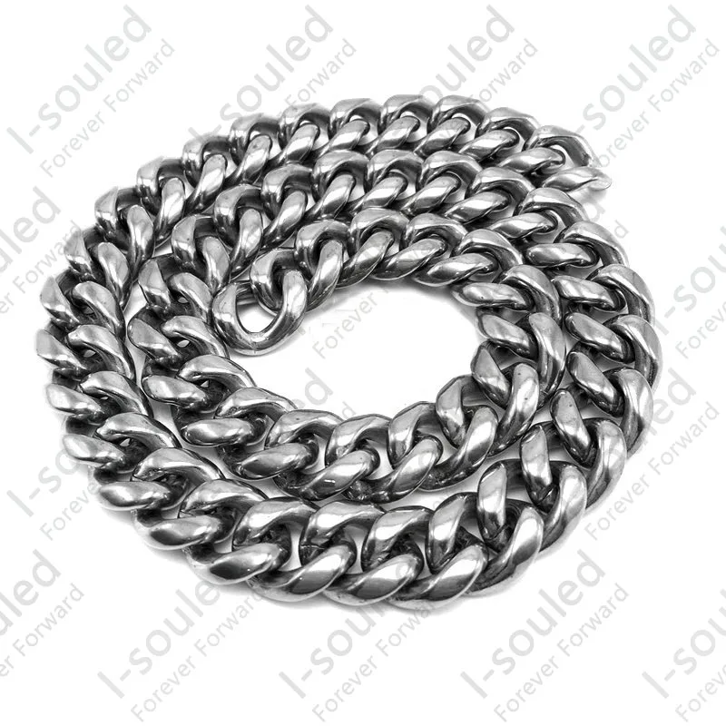 13.5Mm Width,Lightweight Cuban Chain Pure Titanium GR1 HipHop Men\'S Necklace Jewelry Clasp, Hidden Clasp Multiple Choices