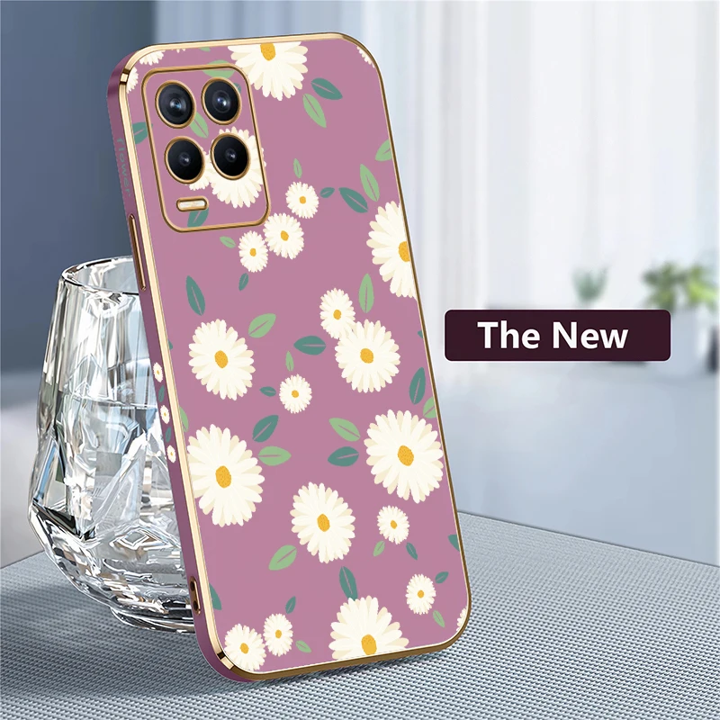 زهرة اللوحة جراب هاتف ل ممن لهم Realme 8 برو 7 5 جرام 5 ثانية 8i 7i 6i 6 برو 5 5i للصدمات عدسة حماية سيليكون غطاء بولي يوريثان #4