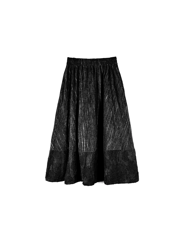 Lente en herfst nieuwe halflange damesrok, modieuze woon-werkverkeer zwarte jacquard middellange a-lijn rok