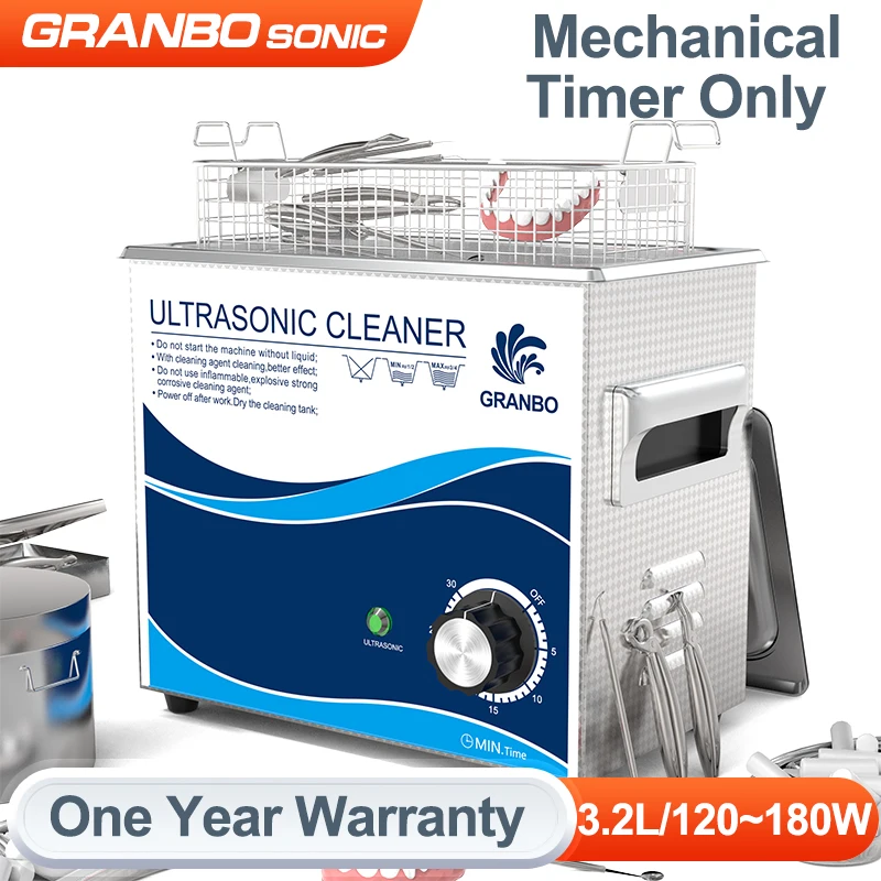 

Granbo 3.2L Ultrasonic cleaner Bath 180W 40KHz With Timer Cleaning Solution for Circuit Board Metal Parts Tableware